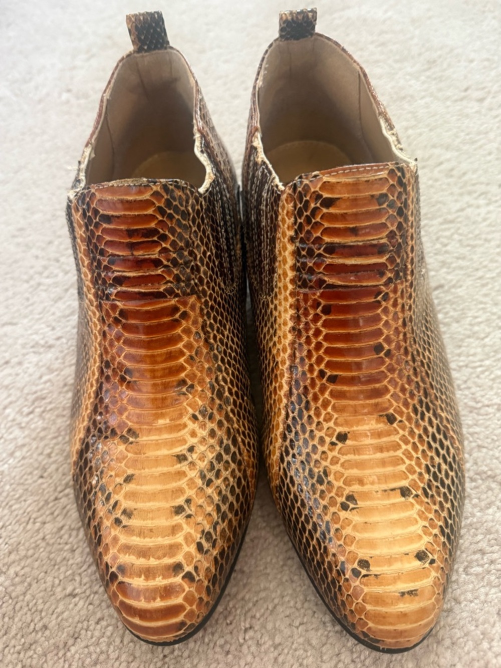 Giorgio Brutini Snakeskin Leather Ankle Boots Western Chelsea Brown Mens 8M